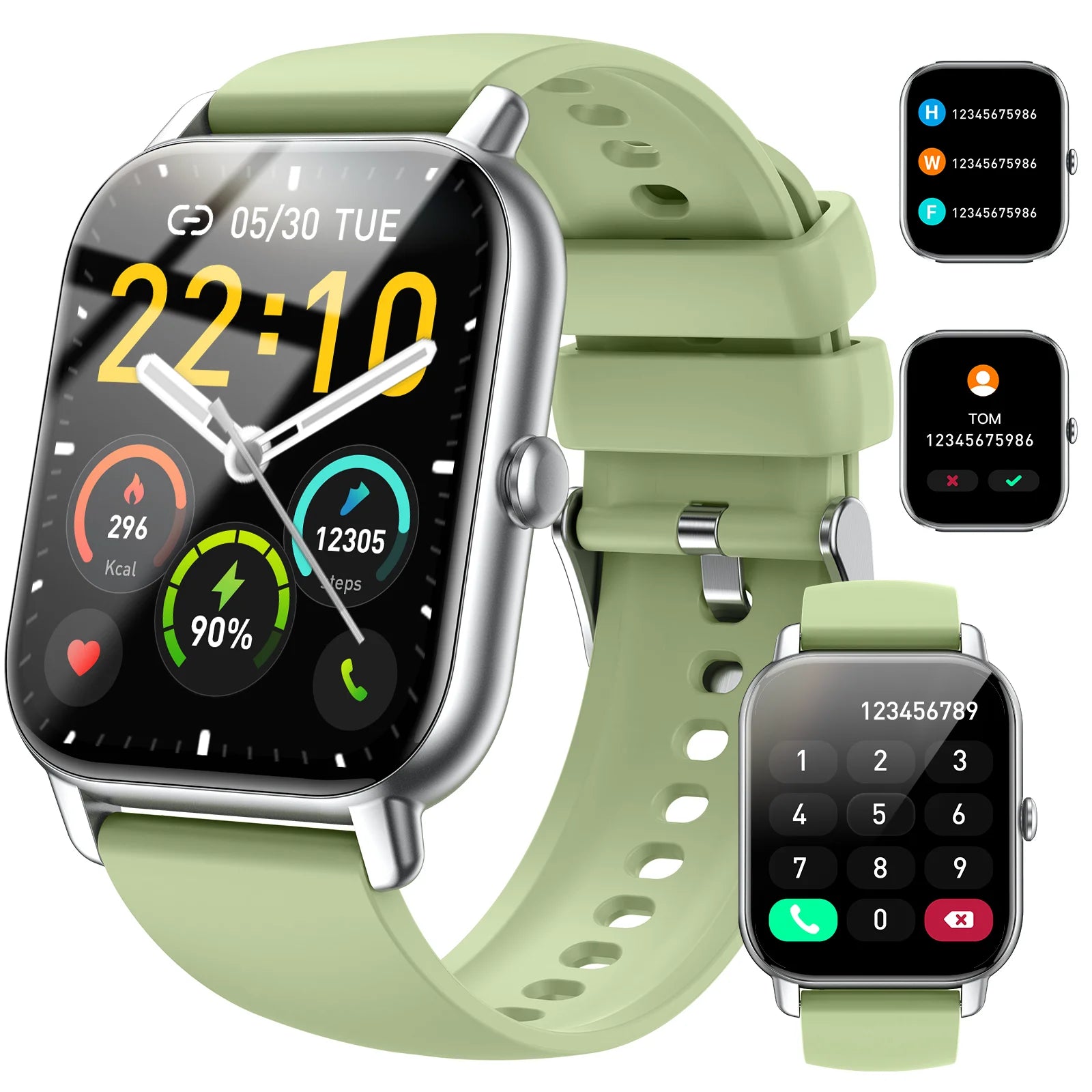 Smart Watch, 1.85" Smartwatch for IP68 Waterproof, 110+ Sport Modes, Fitness Activity Tracker, Heart Rate Sleep Monitor. Green S4a445bbd2f414eb283f8fd1ac2be2685N Red, White and Blue Products Store